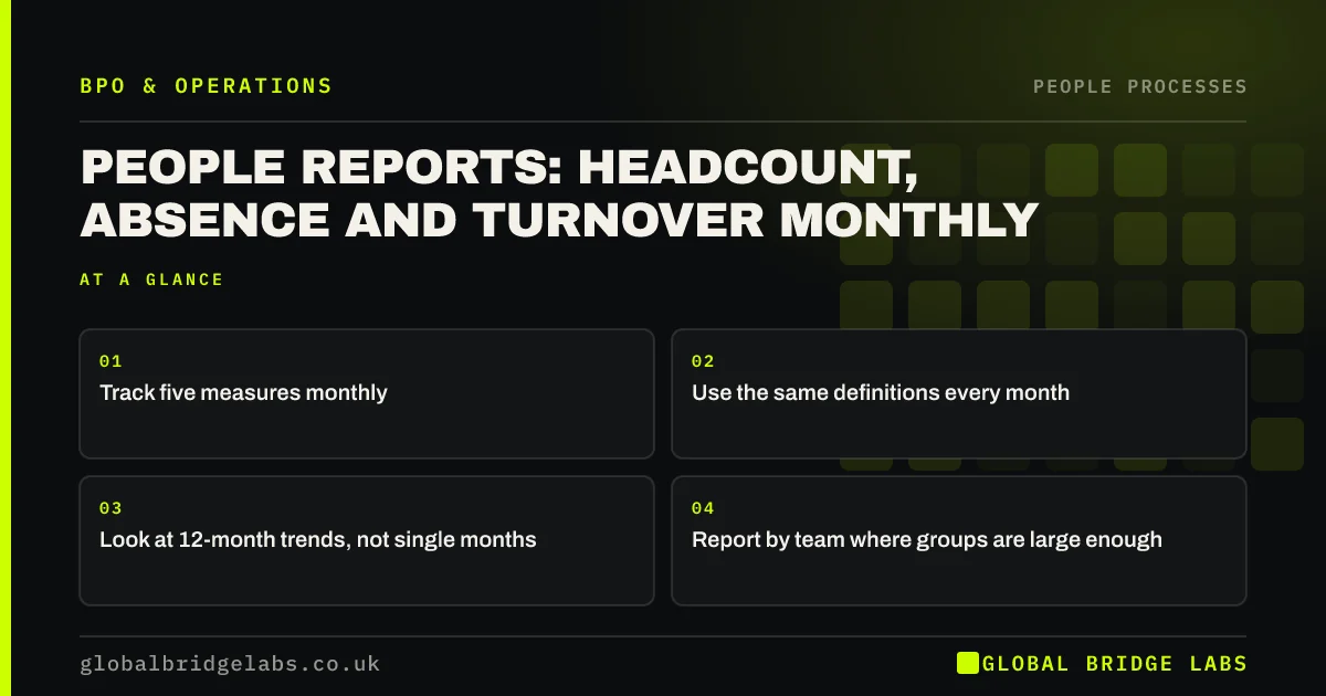 Hr reporting small business: key takeaways infographic by Global Bridge Labs